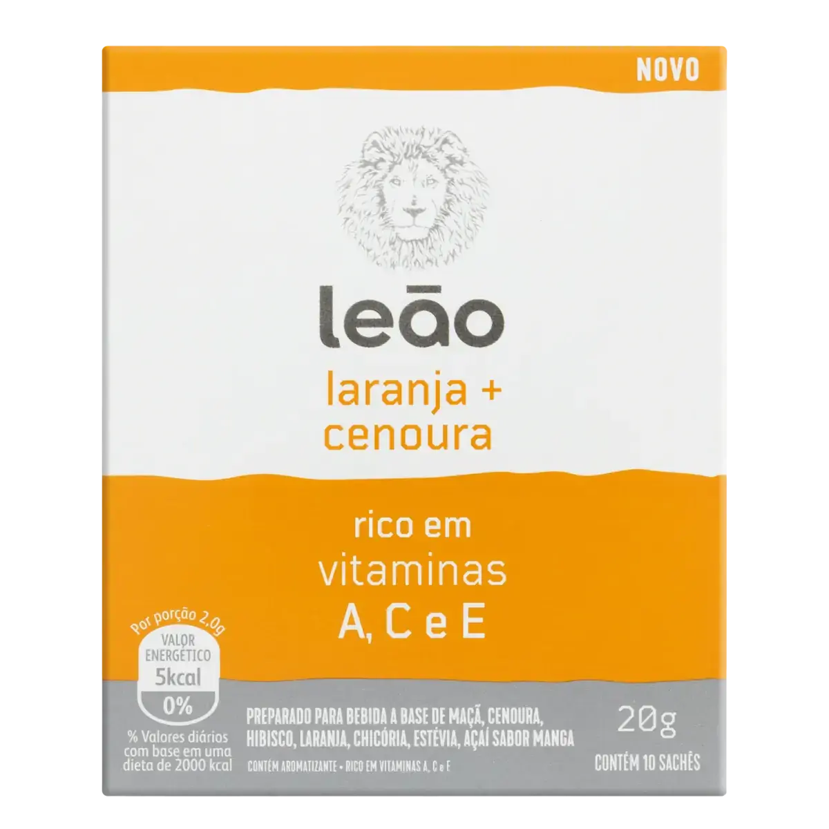 Chá Laranja E Cenoura Leão Caixa 20g 10 Unidades