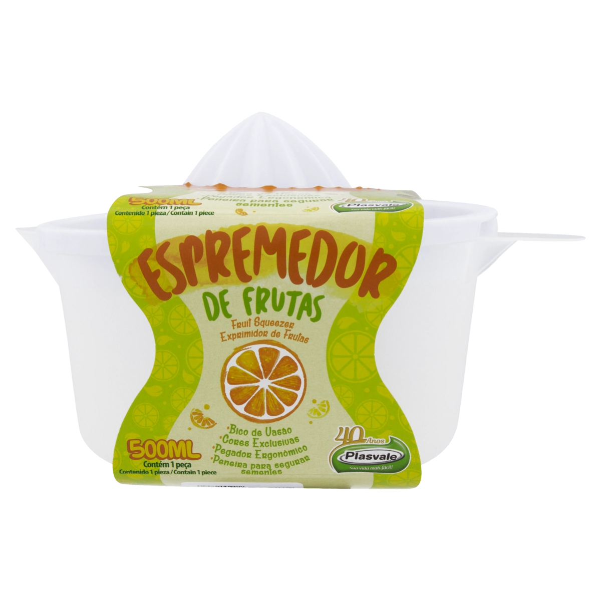 Espremedor De Fruta Branco 500ml Plasvale