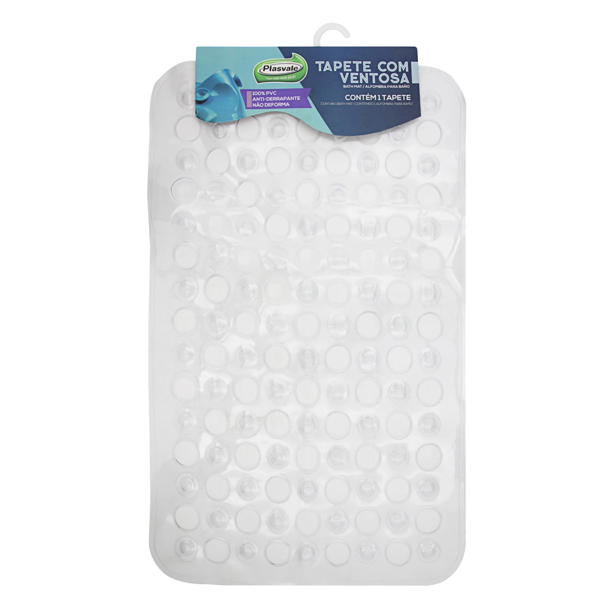 Tapete Para Box Com Ventosa Antiderrapante Retangular Plasvale 00,5cm X 37cm