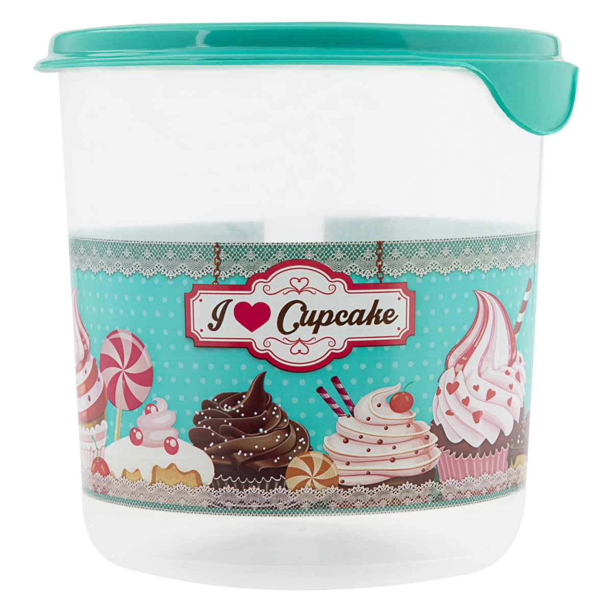 Pote Plástico Verde Redondo Cupcake 2,3l Plasvale