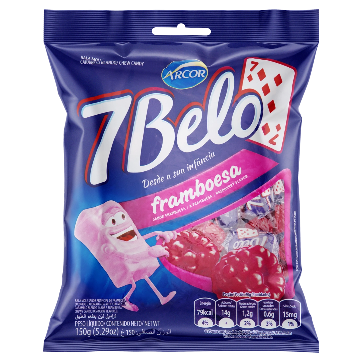 Bala Framboesa 7 Belo Pacote 150g