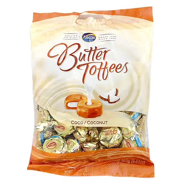 Bala De Caramelo Recheado Com Coco Butter Toffees Pacote 130g
