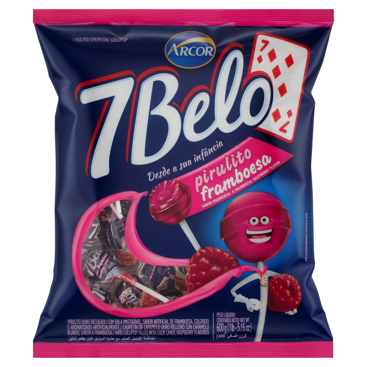 Pirulito Framboesa 7 Belo Pacote 500g
