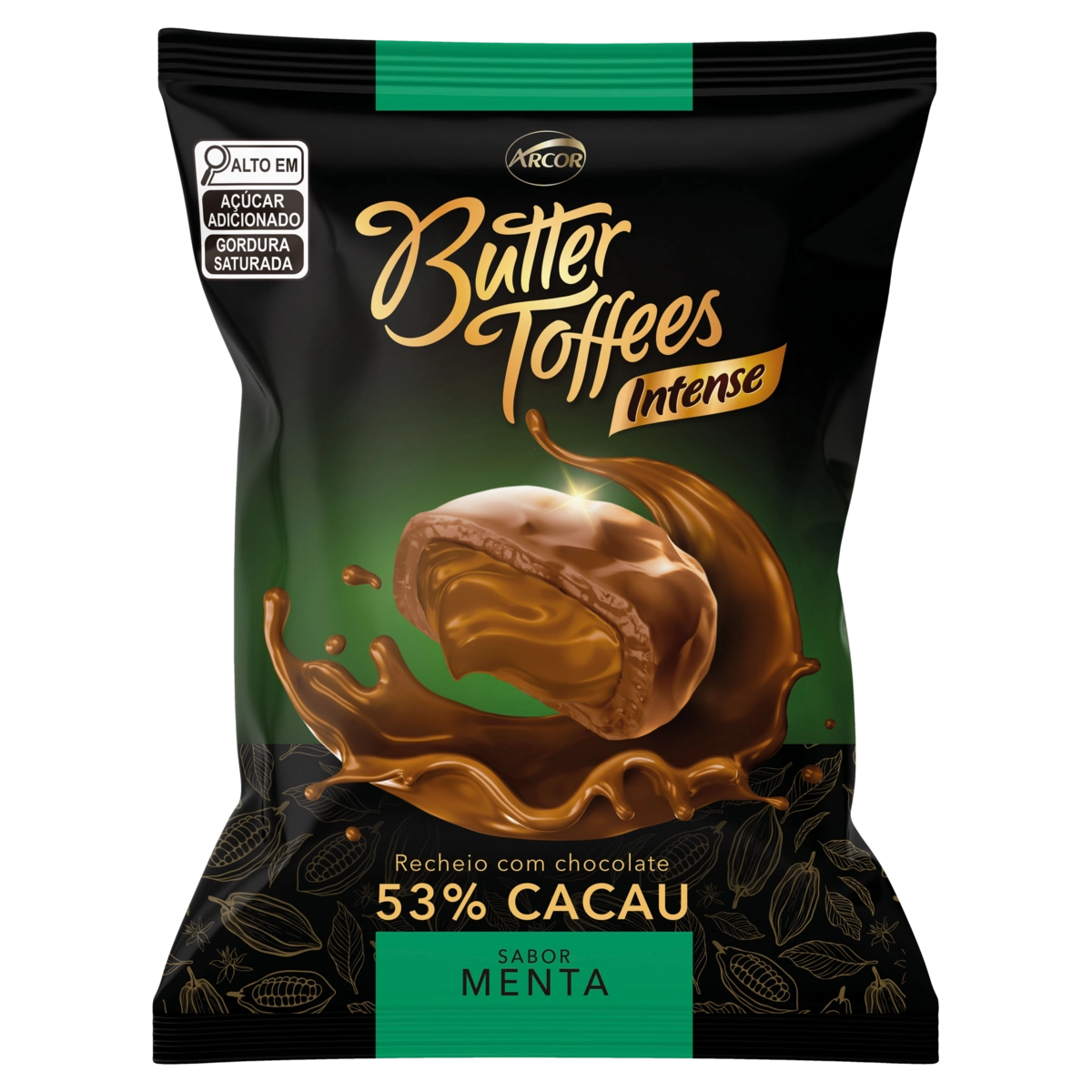 Bala Menta Recheio Chocolate 53 Cacau Butter Toffees Intense Pacote 90g