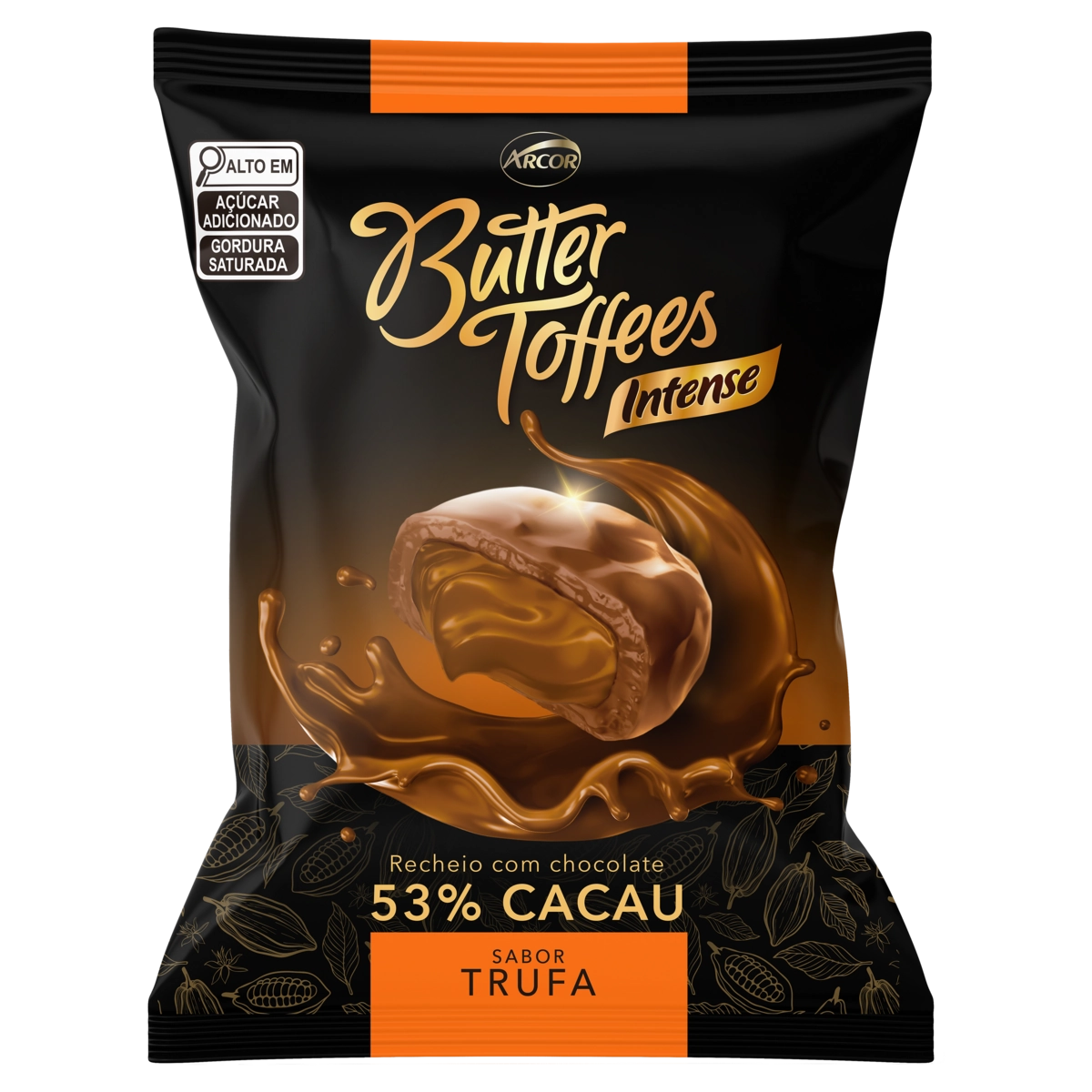 Bala Trufa Recheio Chocolate 53 Cacau Butter Toffees Intense Pacote 90g