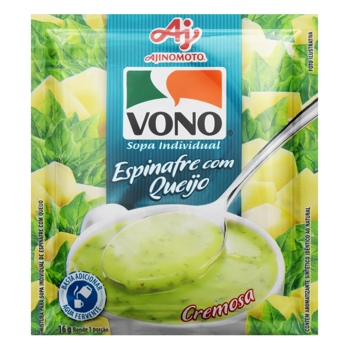 Sopa Individual Cremosa Espinafre Com Queijo Vono Pacote 16g