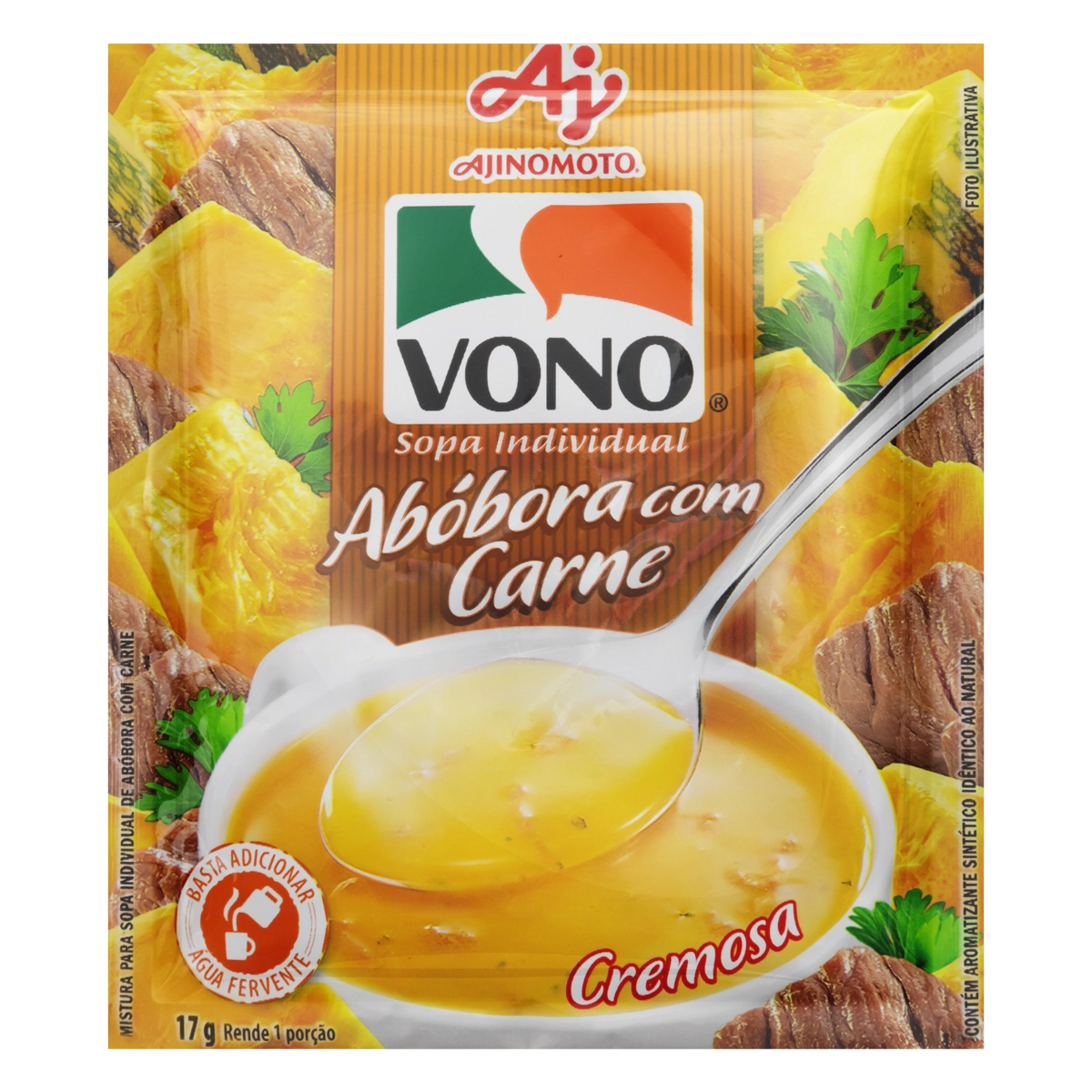 Sopa Individual Cremosa Abóbora Com Carne Vono Pacote 17g