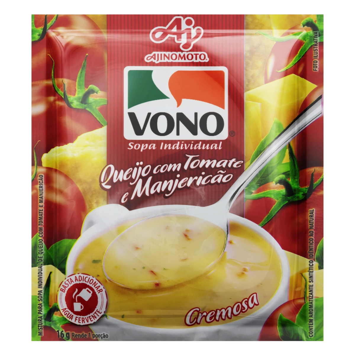 Sopa Individual Cremosa Queijo Com Tomate E Manjericão Vono Pacote 16g