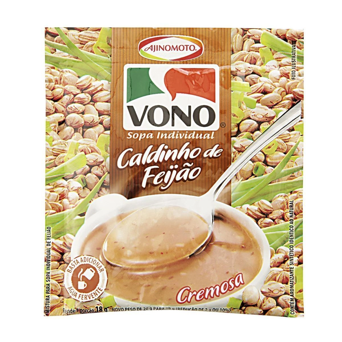 Sopa Individual Cremosa Caldinho De Feijão Vono Pacote 18g