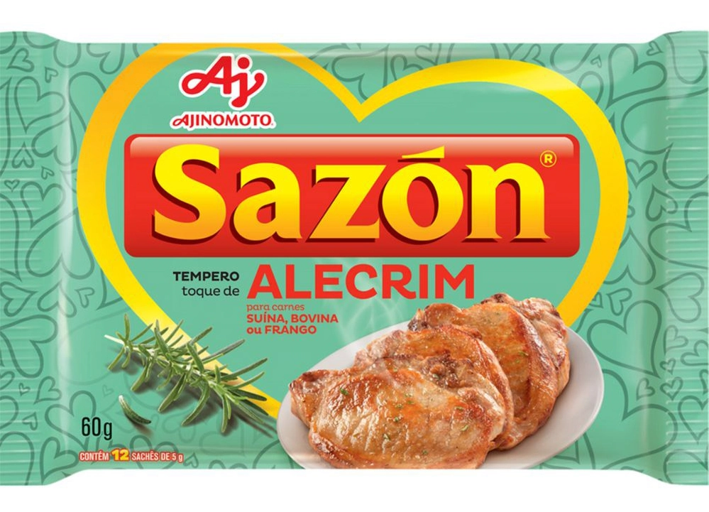 Tempero Pó Para Carnes Toque De Alecrim Sazón Pacote 60g 12 Unidades