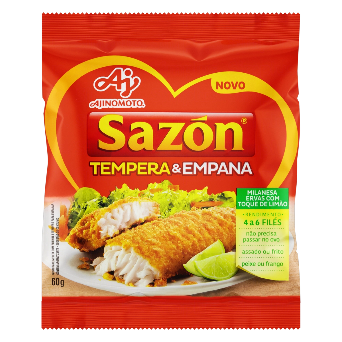 Farinha Para Empanar Ervas Com Toque De Limão Sazón Tempera Empana Pacote 60g