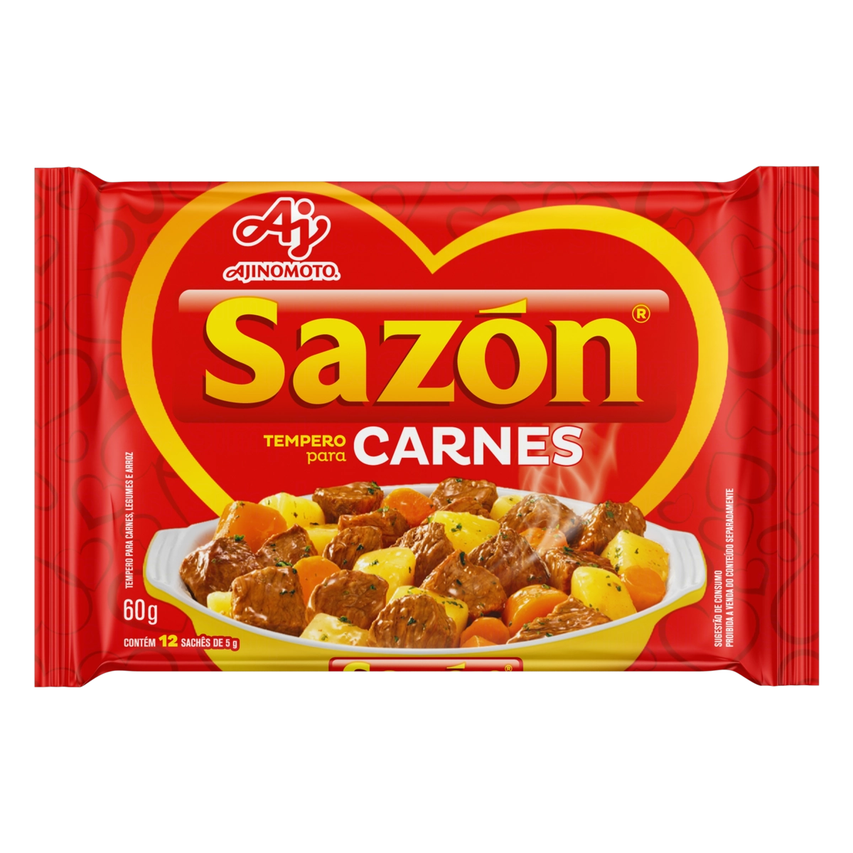 Tempero Pó Para Carnes Sazón Pacote 60g 12 Unidades