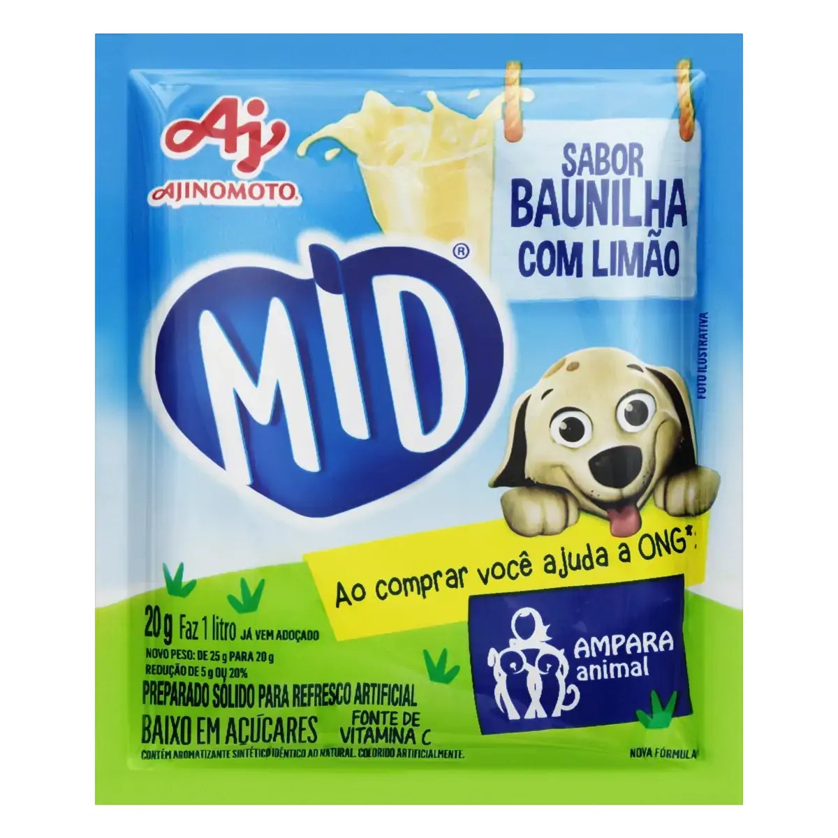 Refresco Em Pó Baunilha Com Limão Mid Pacote 20g