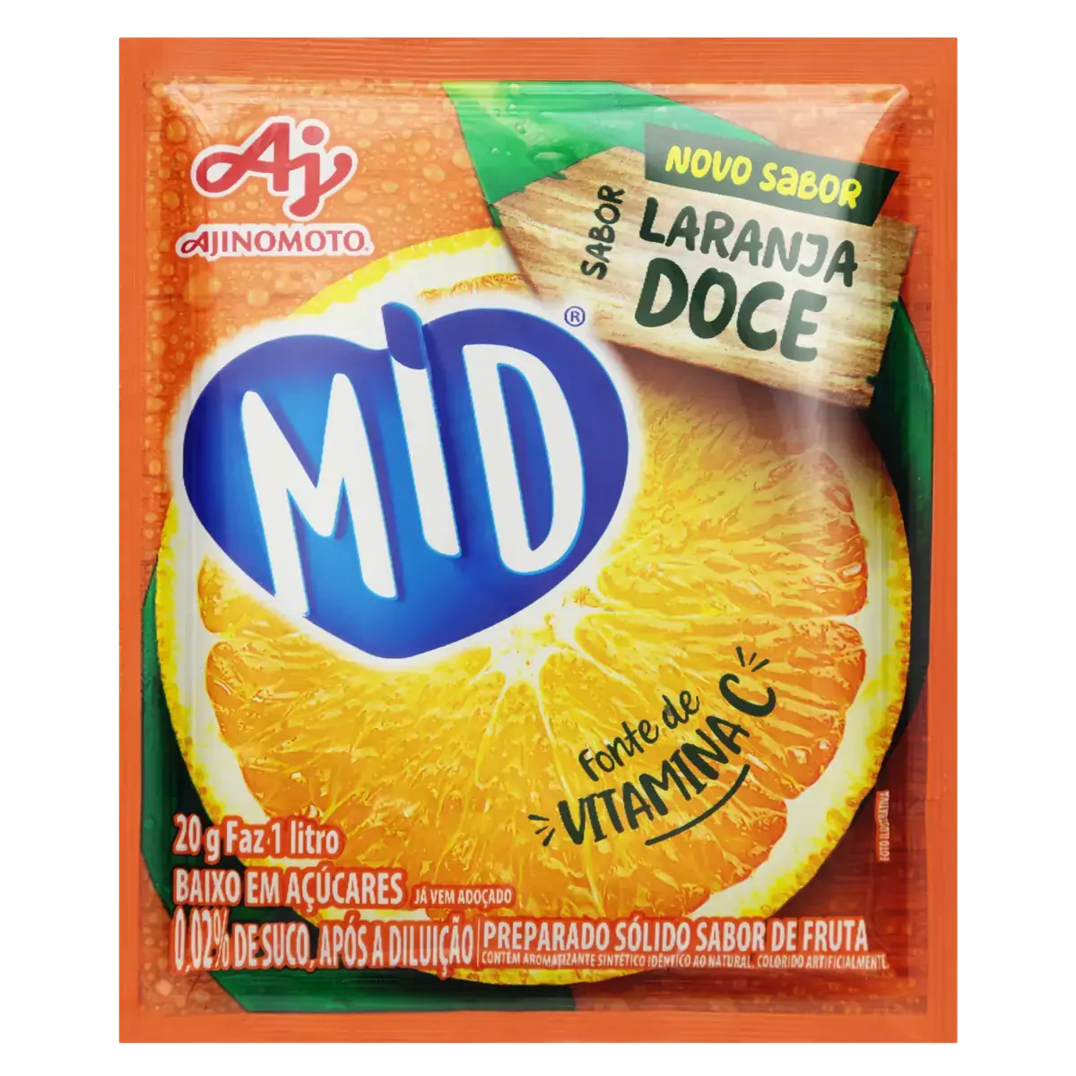 Refresco Em Pó Laranja Doce Mid Pacote 20g