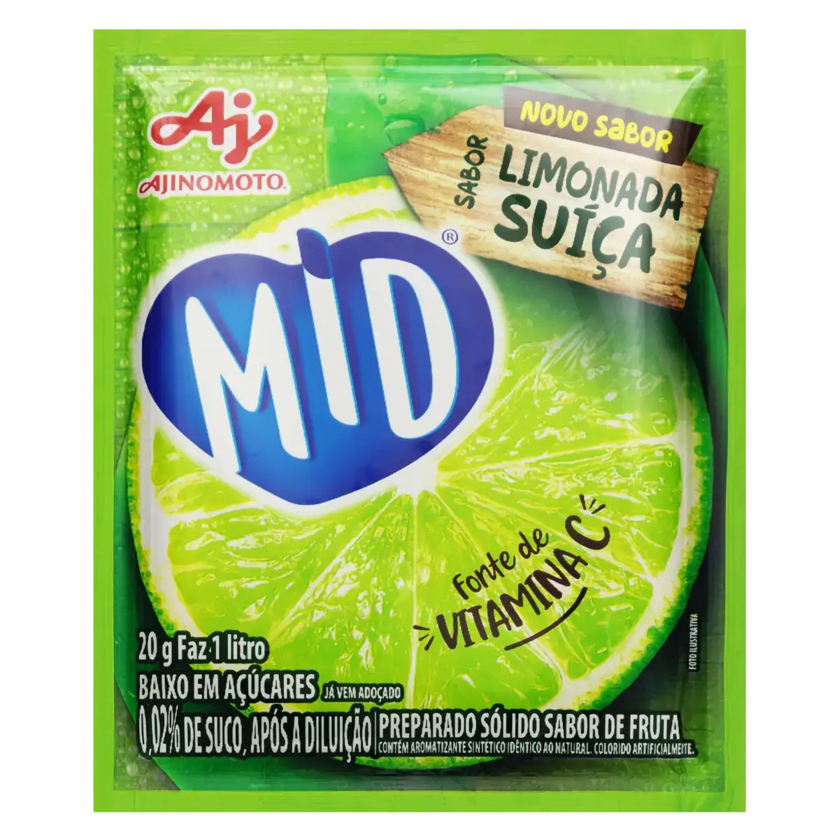 Refresco Em Pó Limonada Suíça Mid Pacote 20g