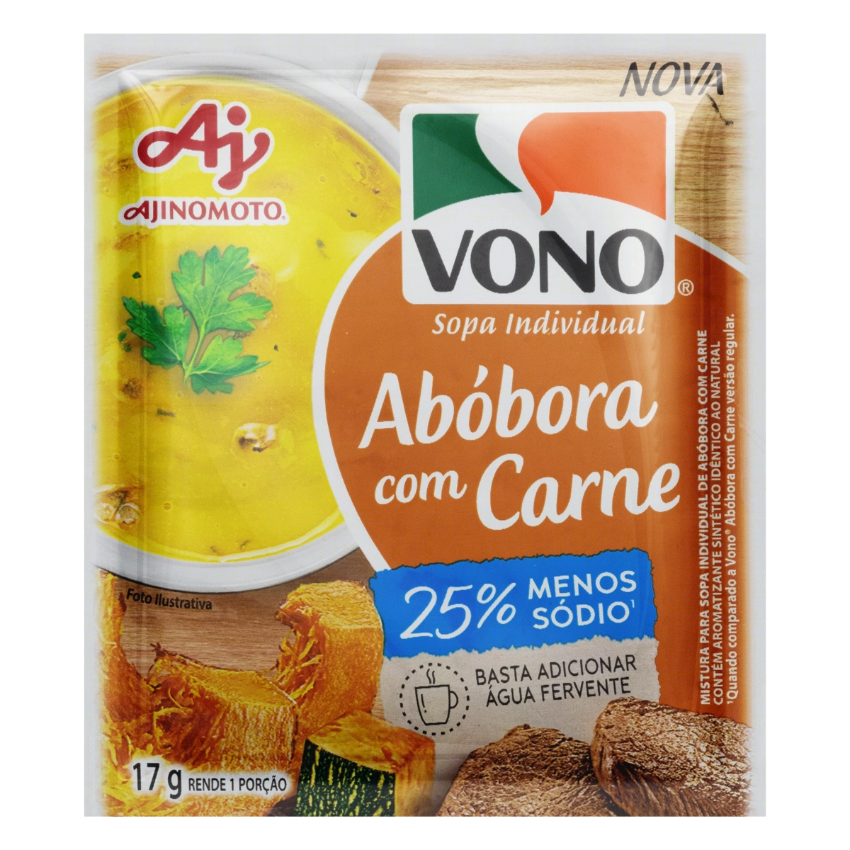 Sopa Individual Abóbora Com Carne Vono Pacote 17g