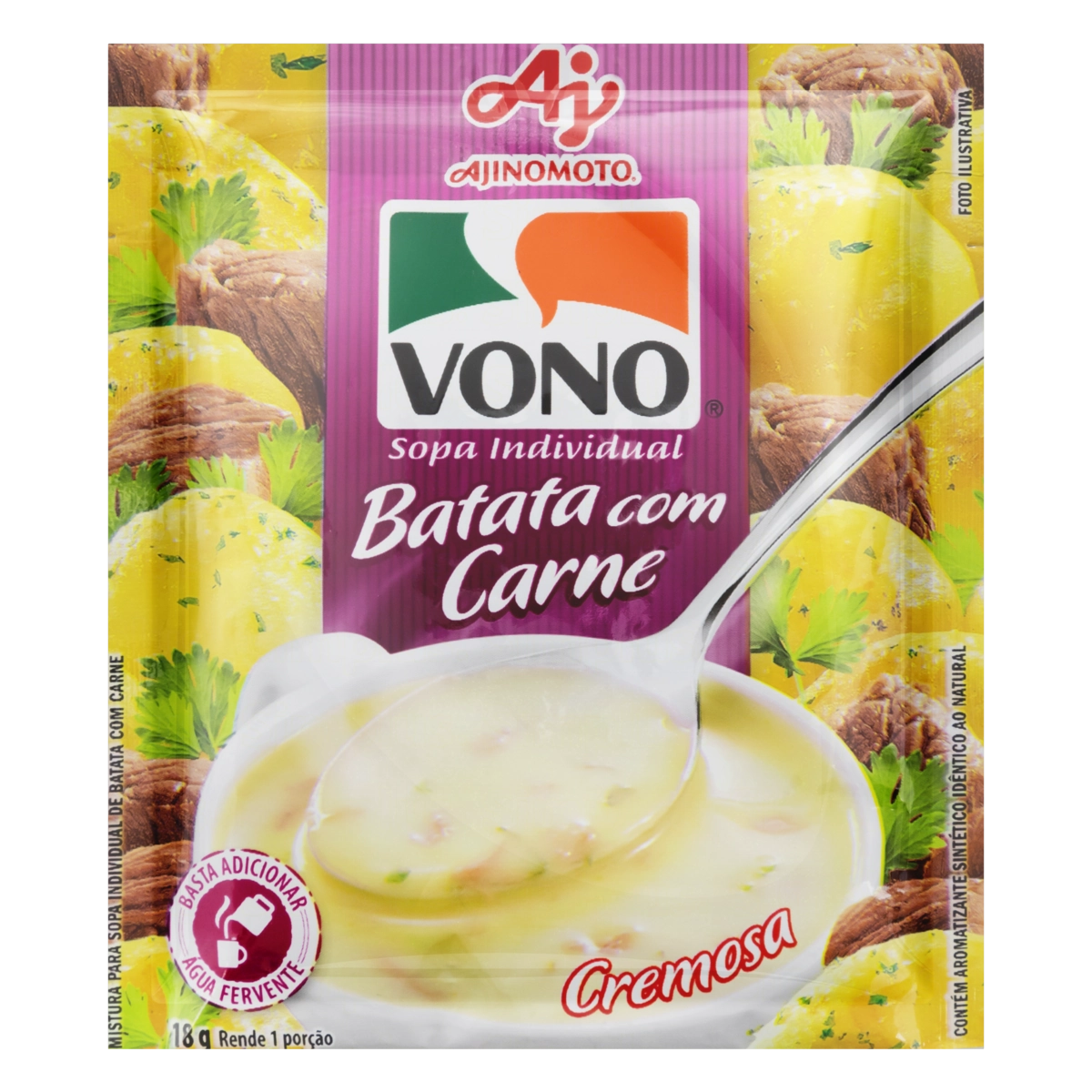 Sopa Individual Batata Com Carne Vono Pacote 18g