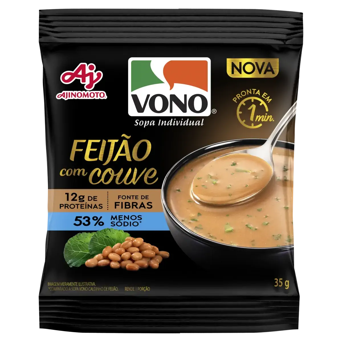 Sopa Individual Feijão Com Couve Vono Pacote 35g
