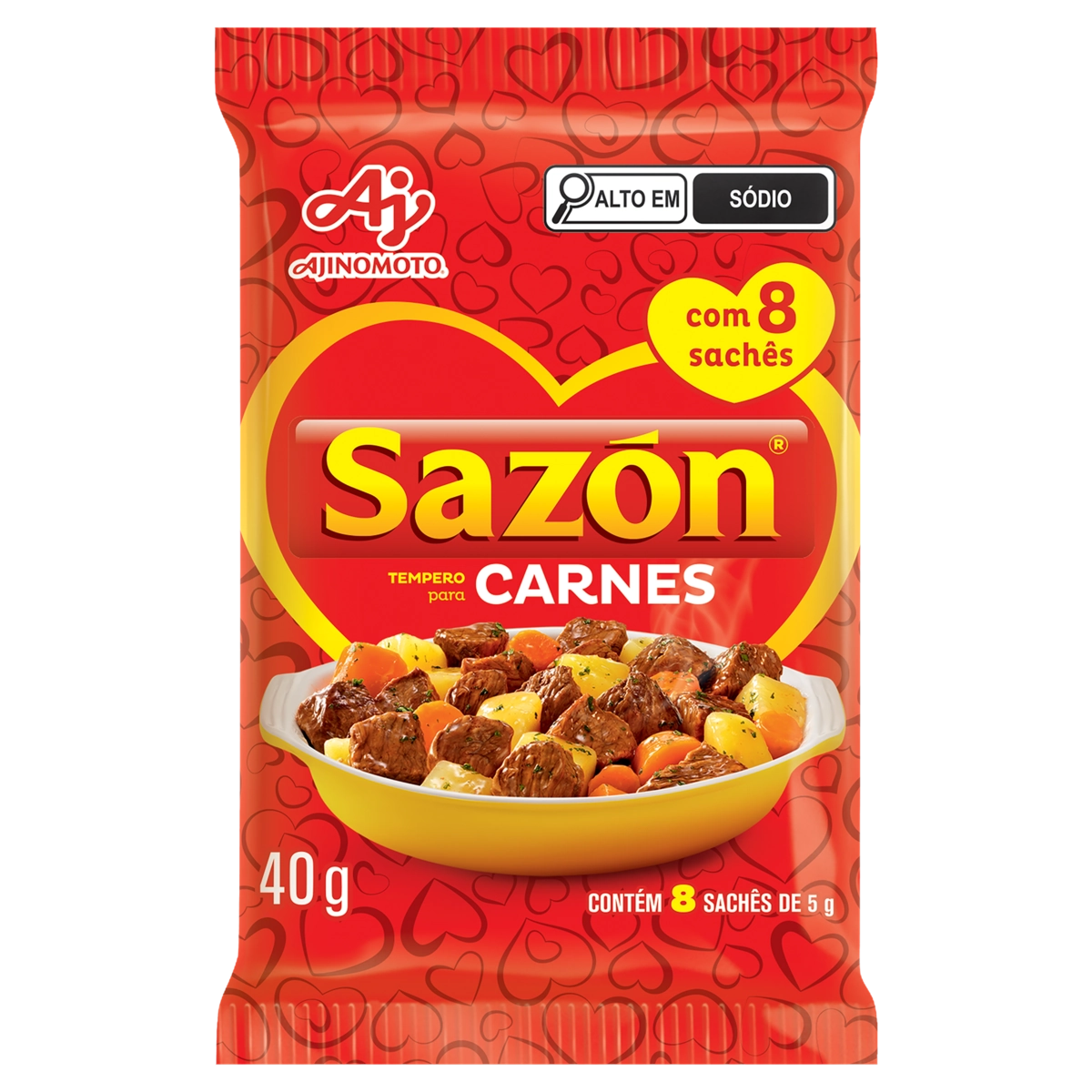 Tempero Pó Para Carnes Sazón Pacote 40g 8 Unidades