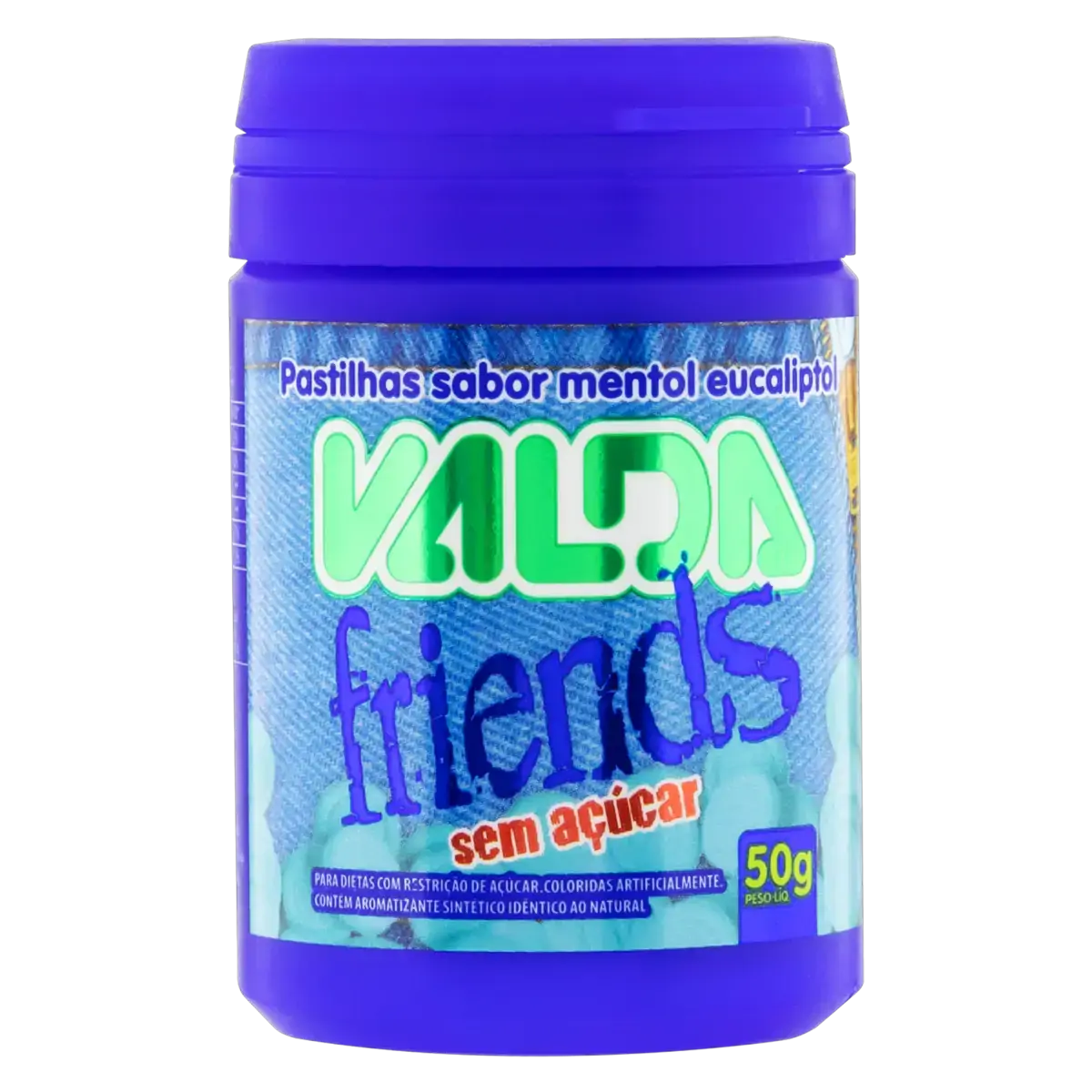 Pastilhas Mentol Eucalipto Zero Açúcar Valda Friends Frasco 50g