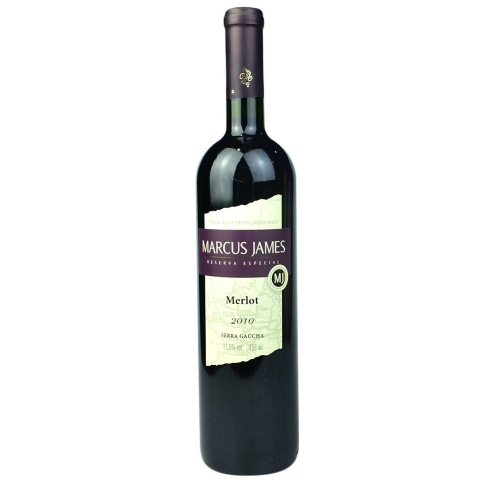 Vinho Brasileiro Tinto Meio Seco Marcus James Merlot Serra Gaúcha Garrafa 750ml