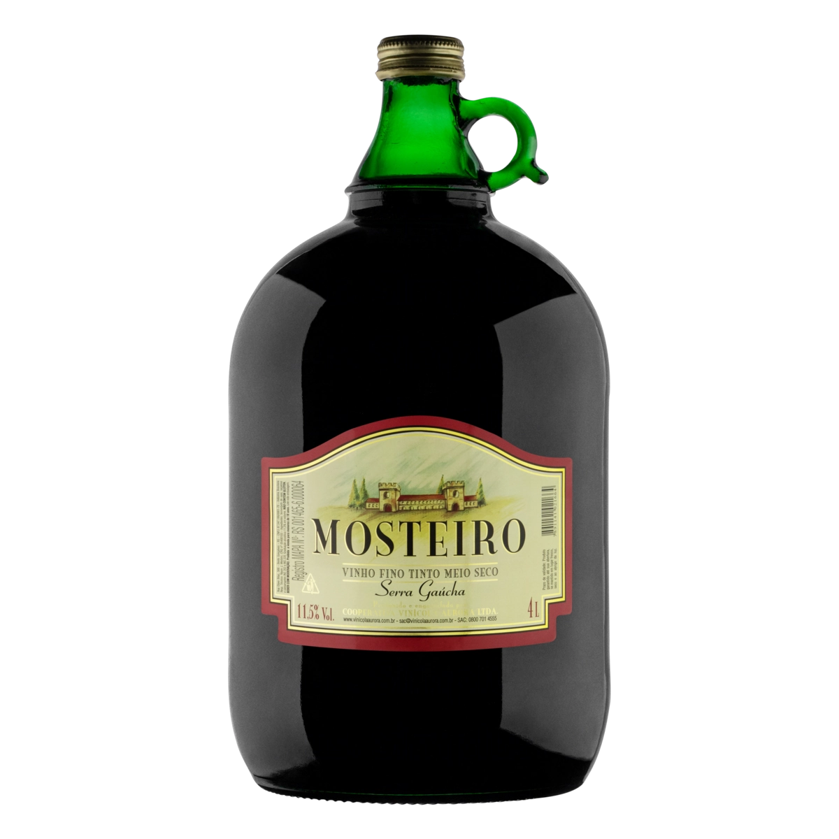 Vinho Brasileiro Tinto Meio Seco Mosteiro Serra Gaúcha Garrafão 4l