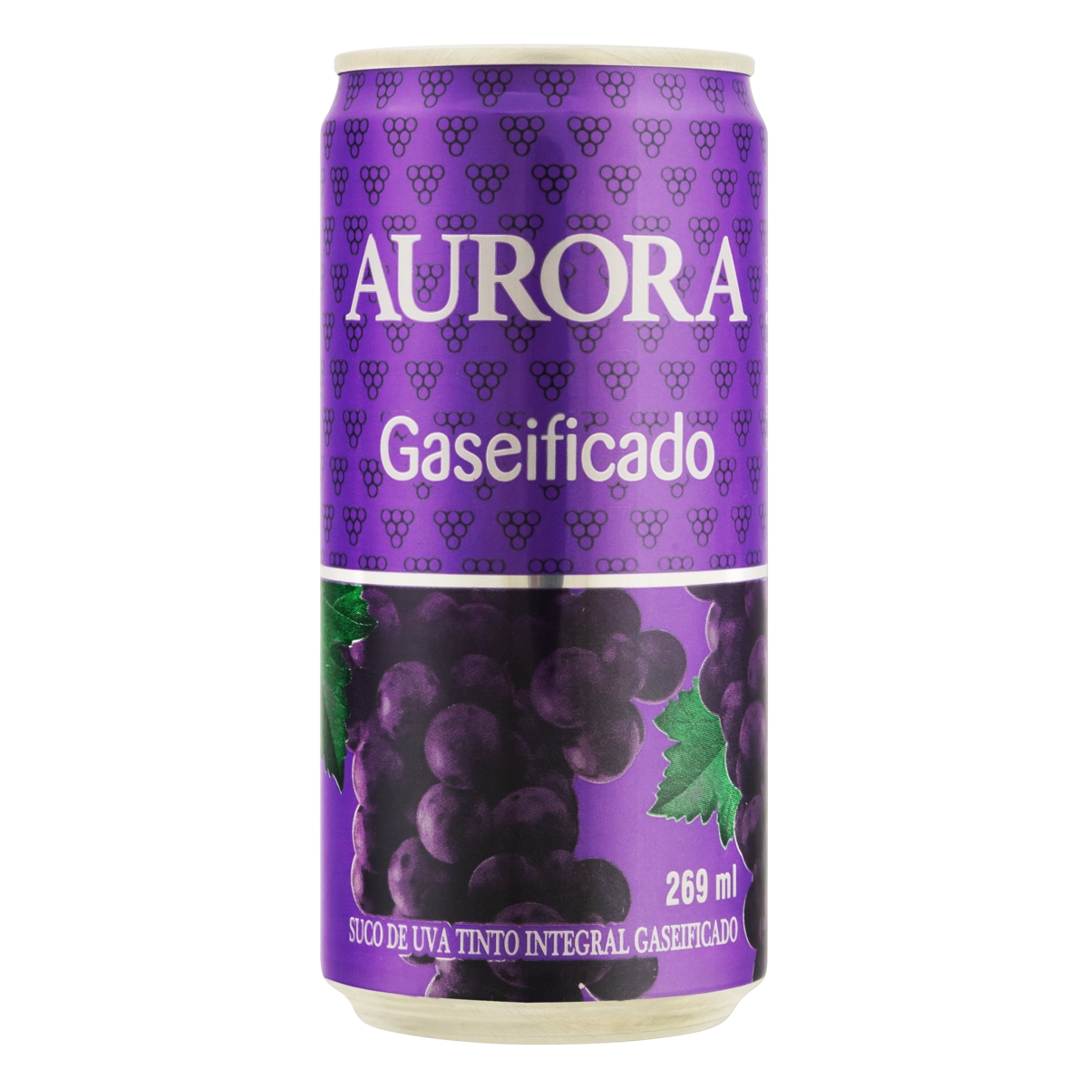 Suco Gaseificado Integral Uva Tinto Aurora Lata 269ml