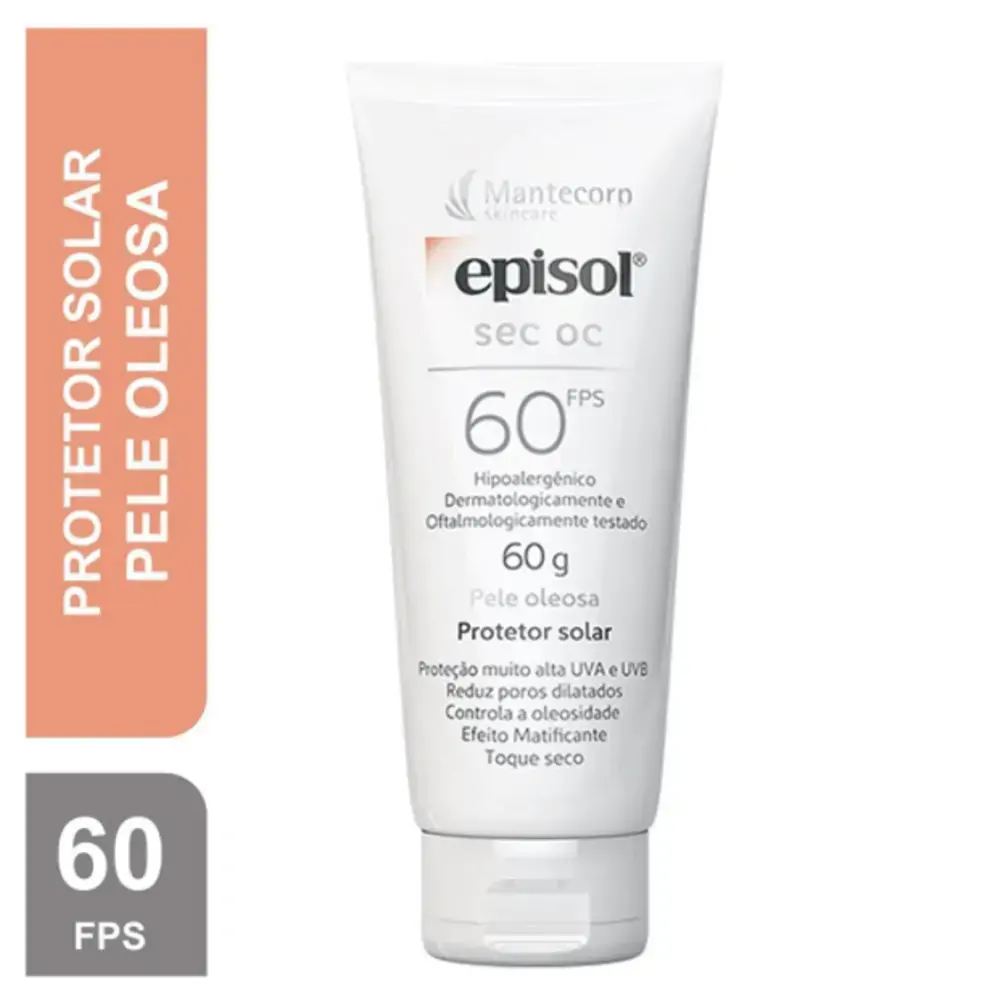 Protetor Solar Facial Episol Sec OC - FPS60 - 60g - Protetor Solar Facial - Episol -Sec OC - FPS60 -