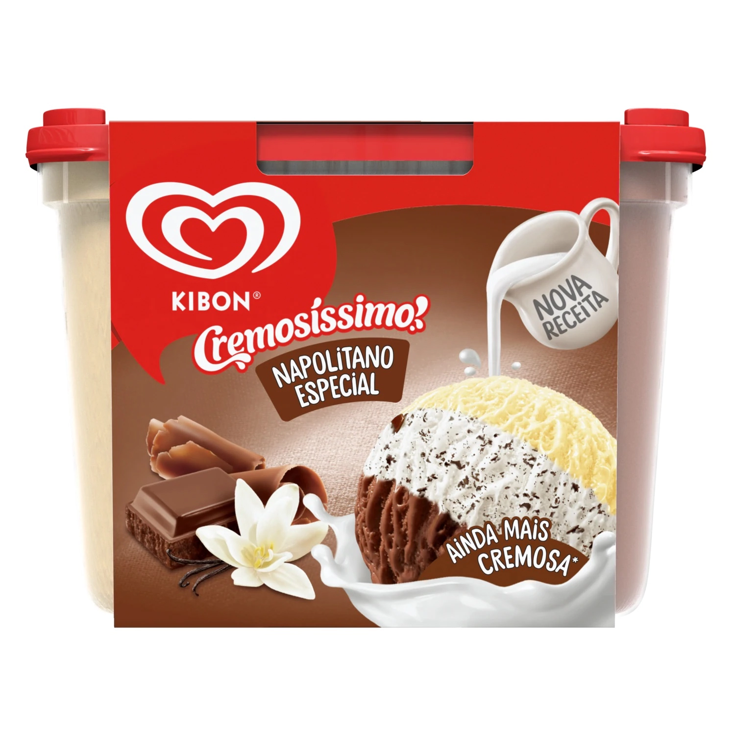 Sorvete Napolitano Especial Kibon Cremosíssimo Pote 2l