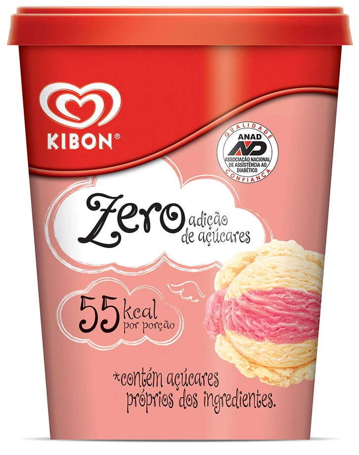 Sorvete Kibon Zero Creme E Morango 1l