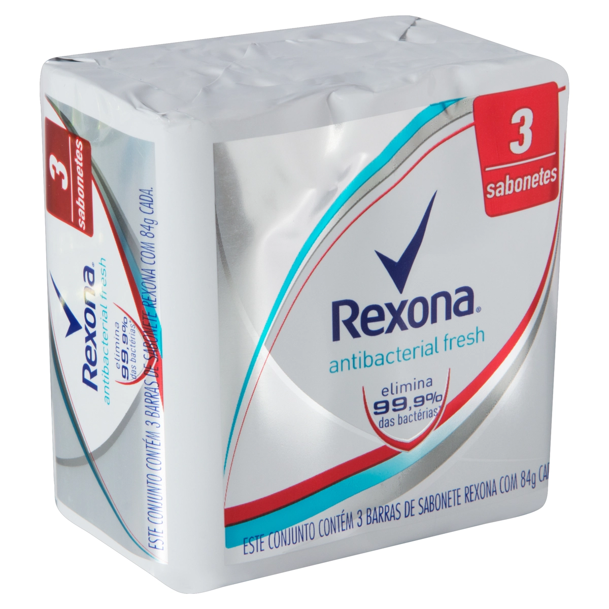 Pack Sabonete Barra Antibacteriano Fresh Rexona Envoltório 3 Unidades 84g Cada
