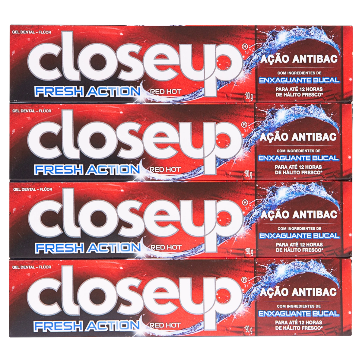Pack Gel Dental Red Hot Closeup Fresh Action Caixa 90g Leve 4 Pague 3 Unidades
