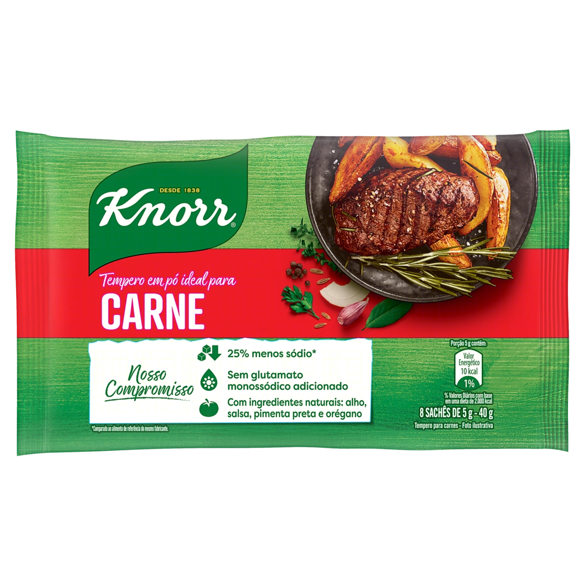 Tempero Pó Para Carne Knorr Pacote 40g 8 Unidades