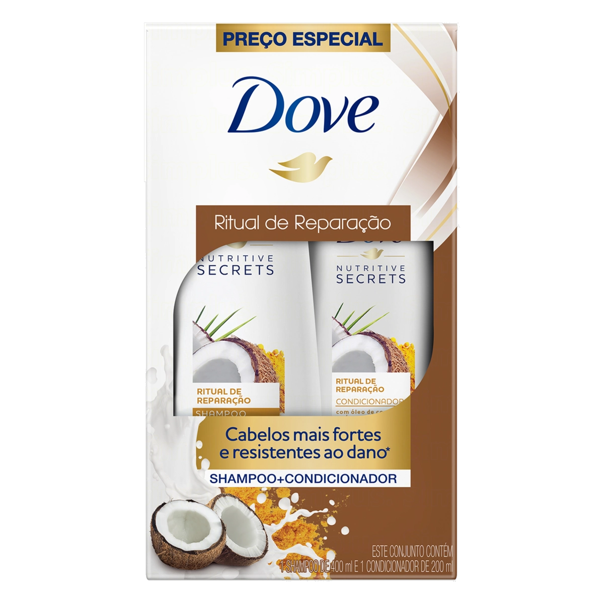 Kit Shampoo 400ml Condicionador 200ml Dove Nutritive Secrets Ritual De Reparação