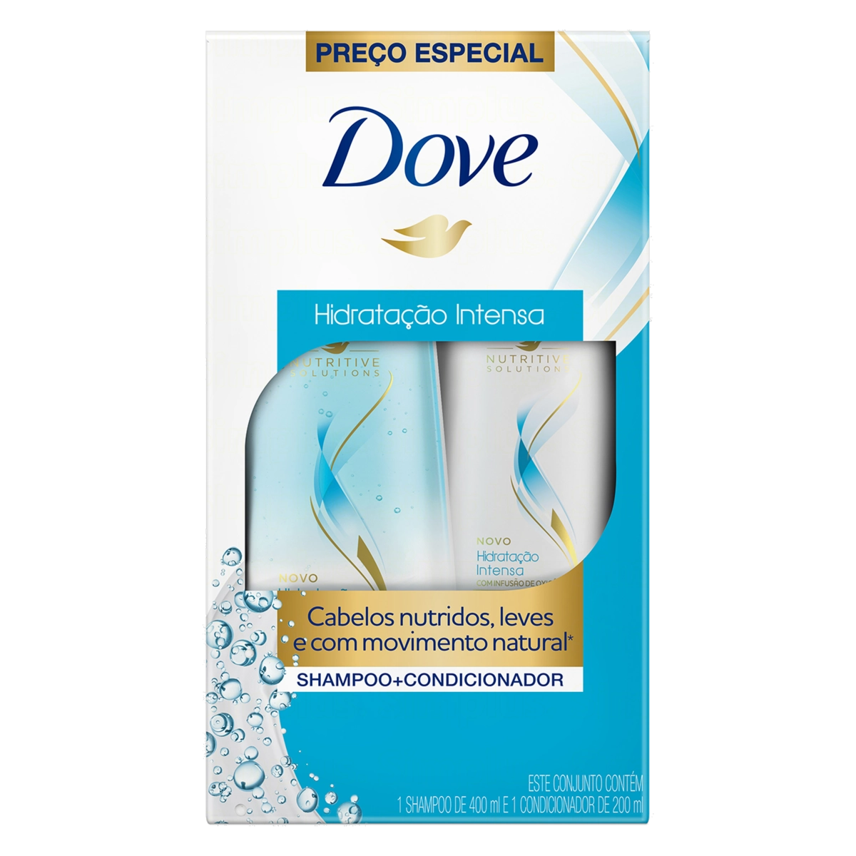 Kit Shampoo 400ml Condicionador 200ml Dove Nutritive Solutions Hidratação Intensa