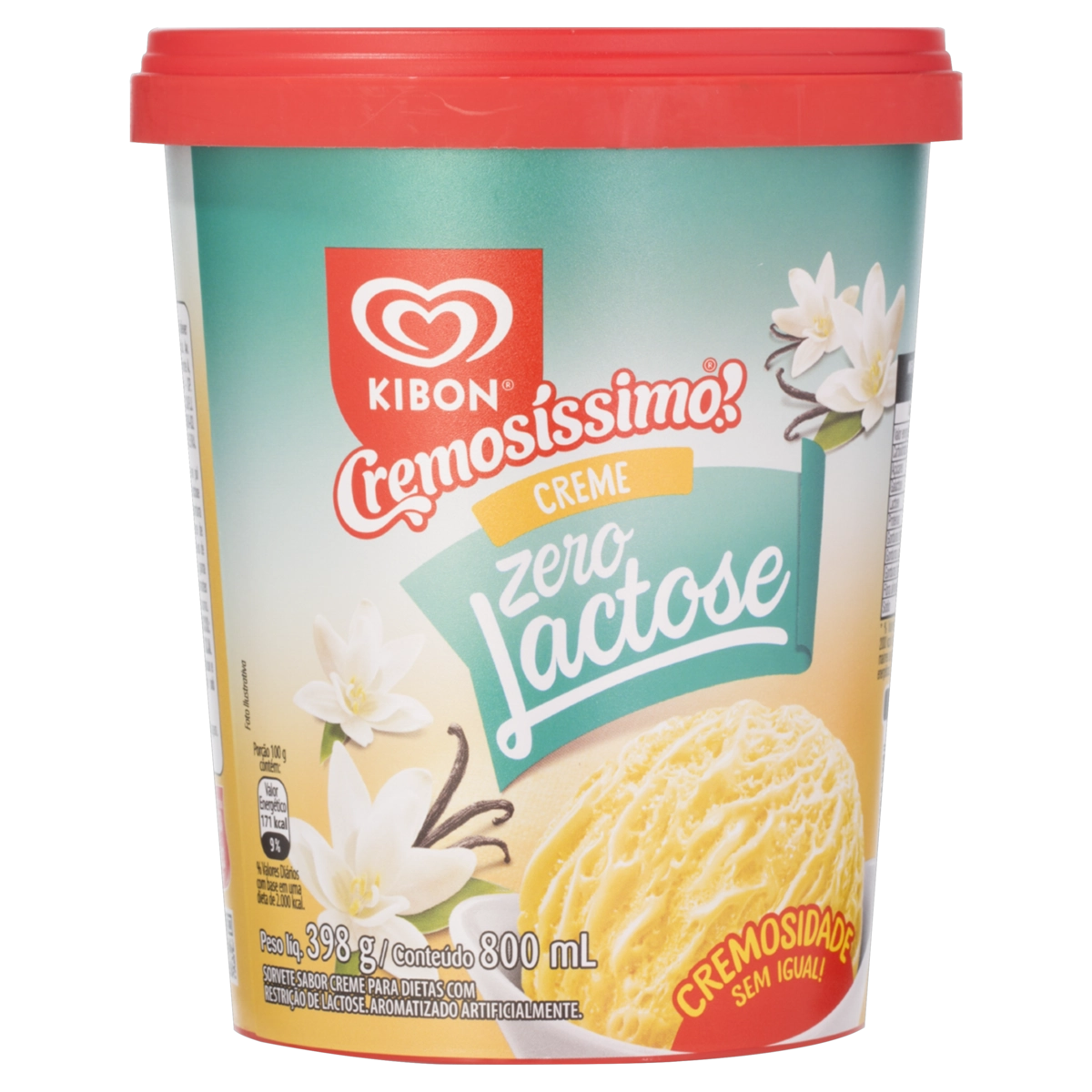 Sorvete Creme Zero Lactose Kibon Cremosíssimo Pote 800ml