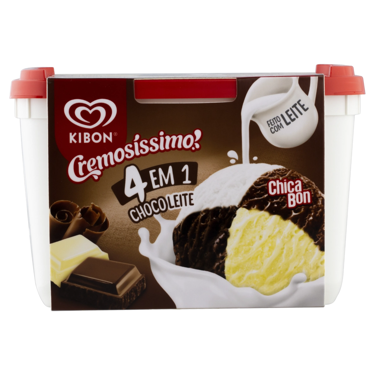Sorvete 4 Em 1 Chocoleite Kibon Cremosíssimo Pote 2l