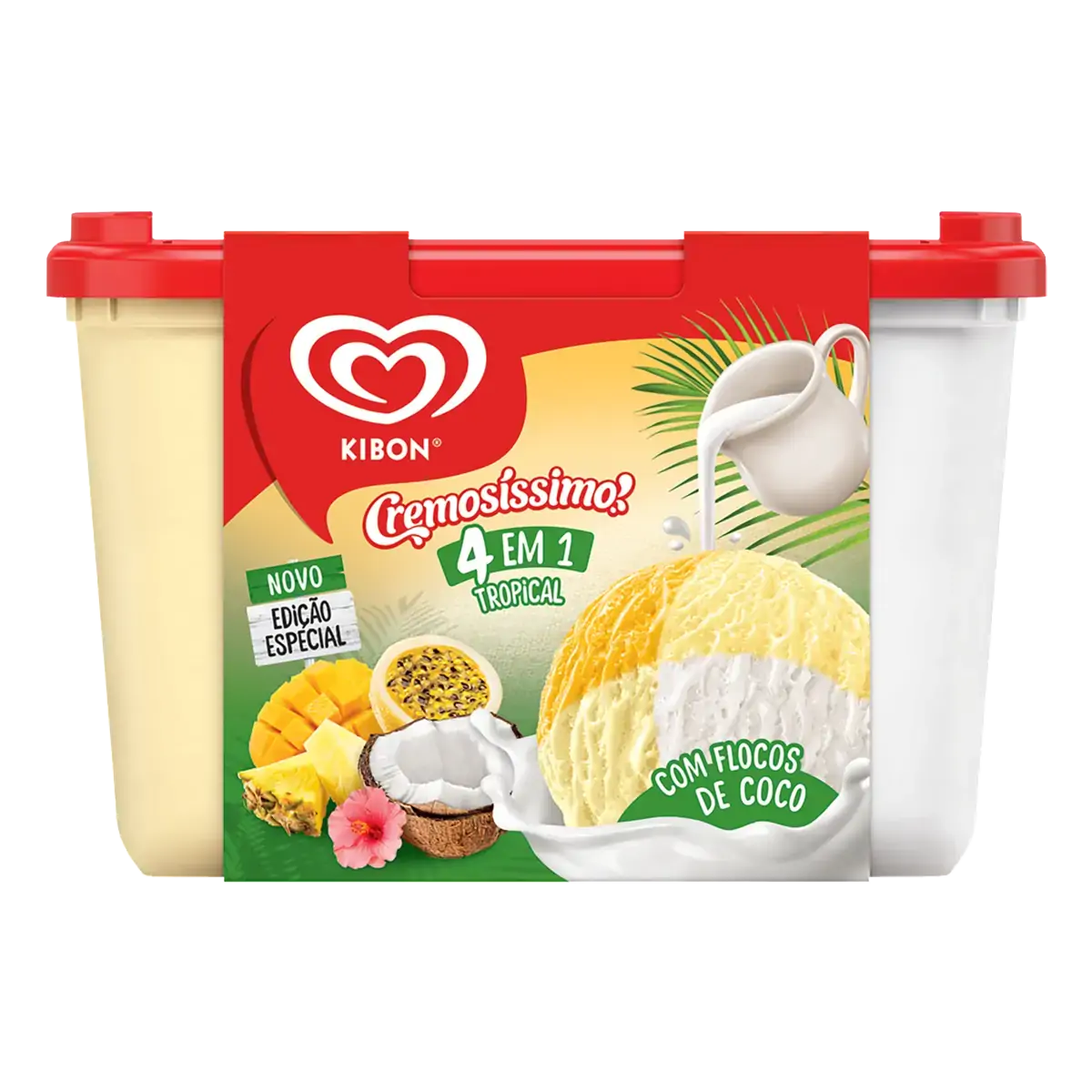 Sorvete 4 Em 1 Tropical Kibon Cremosíssimo Pote 2l