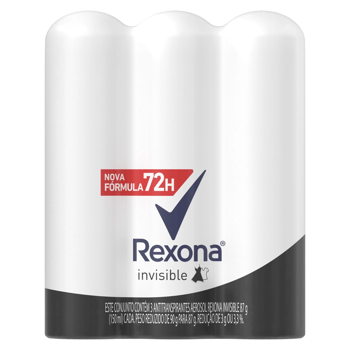 Pack Antitranspirante Aerossol Invisible Rexona 3 Unidades 150ml Cada Spray