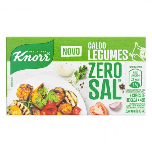 Caldo Tablete Legumes Knorr Zero Sal Caixa 48g 6 Unidades