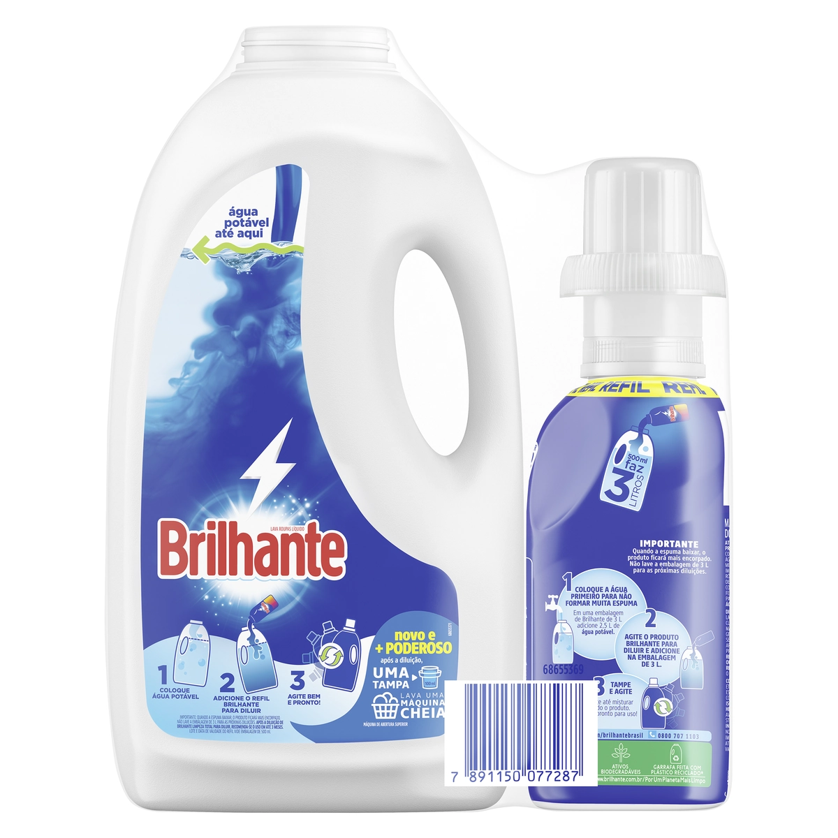 Kit Garrafa Para Diluição Lava Roupas Concentrado Para Diluir Brilhante Limpeza Total 500ml Refil Ec