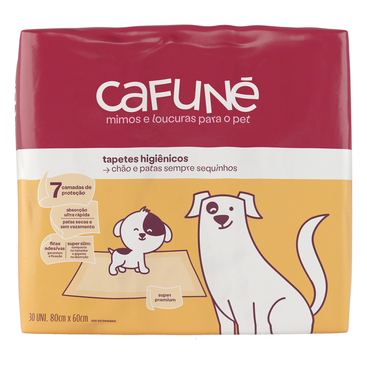 Tapete Higiênico Para Cães Cafuné 80cm X 60cm Pacote 30 Unidades