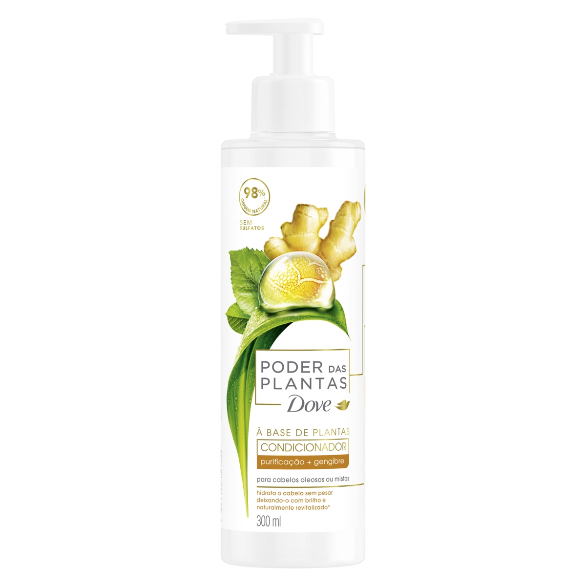 Condicionador Dove Poder Das Plantas Purificação Gengibre Frasco 300ml