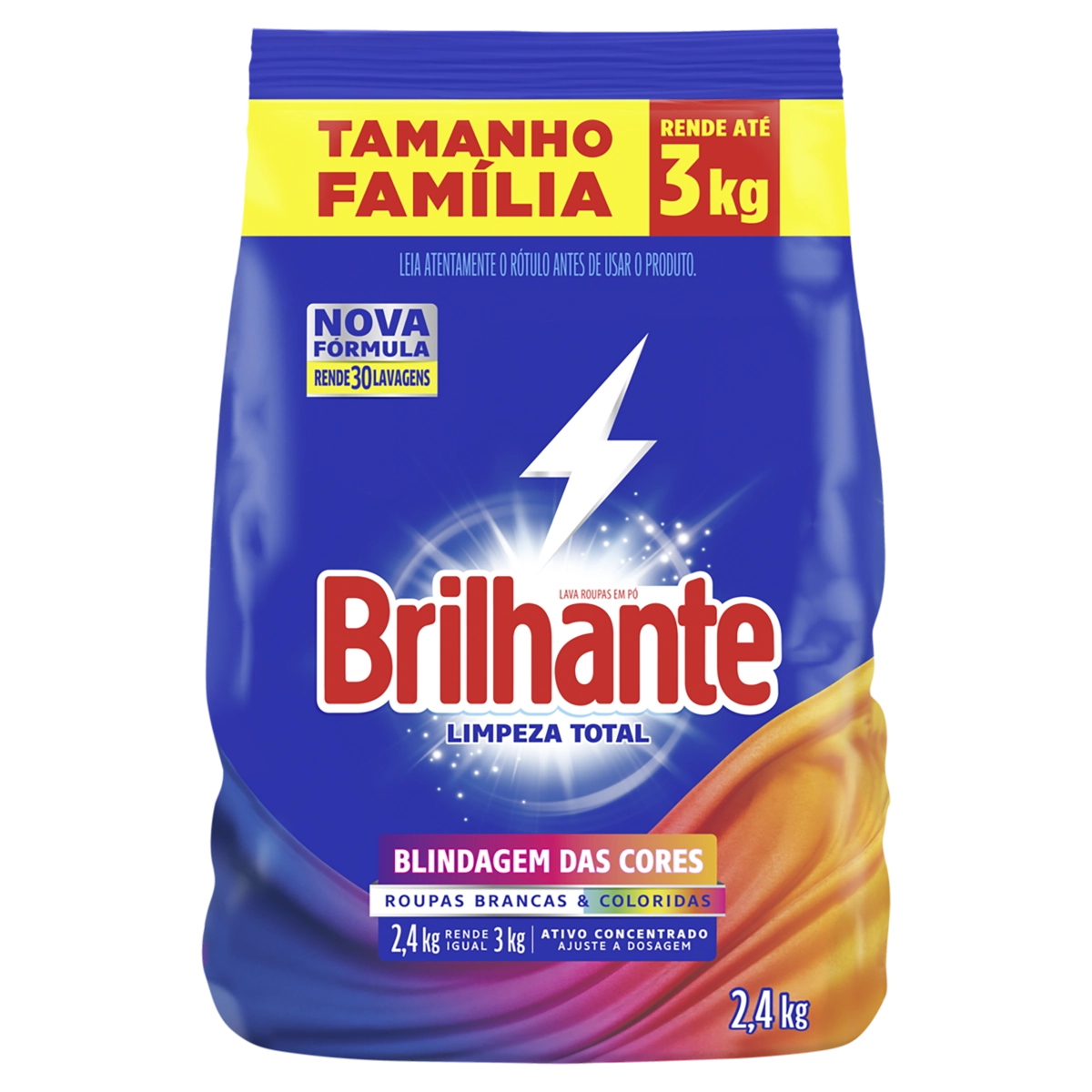 Lava Roupas Pó Roupas Brancas E Coloridas Brilhante Limpeza Total Pacote 2,4kg Tamanho Família