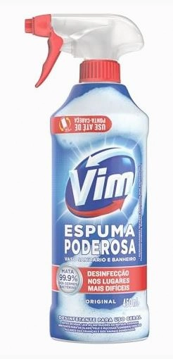 Desinfetante Uso Geral Original Vim Espuma Poderosa Frasco 450ml Borrifador