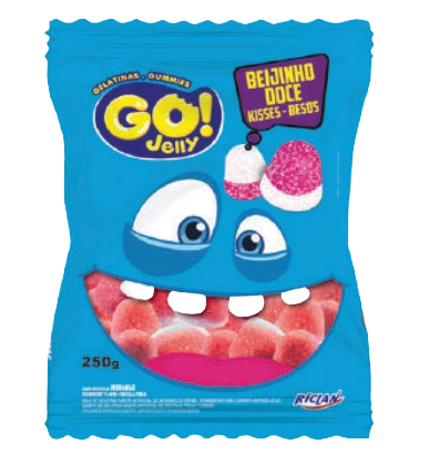 Bala Gelatina Go Jelly Beijinho Doce Morango 100g