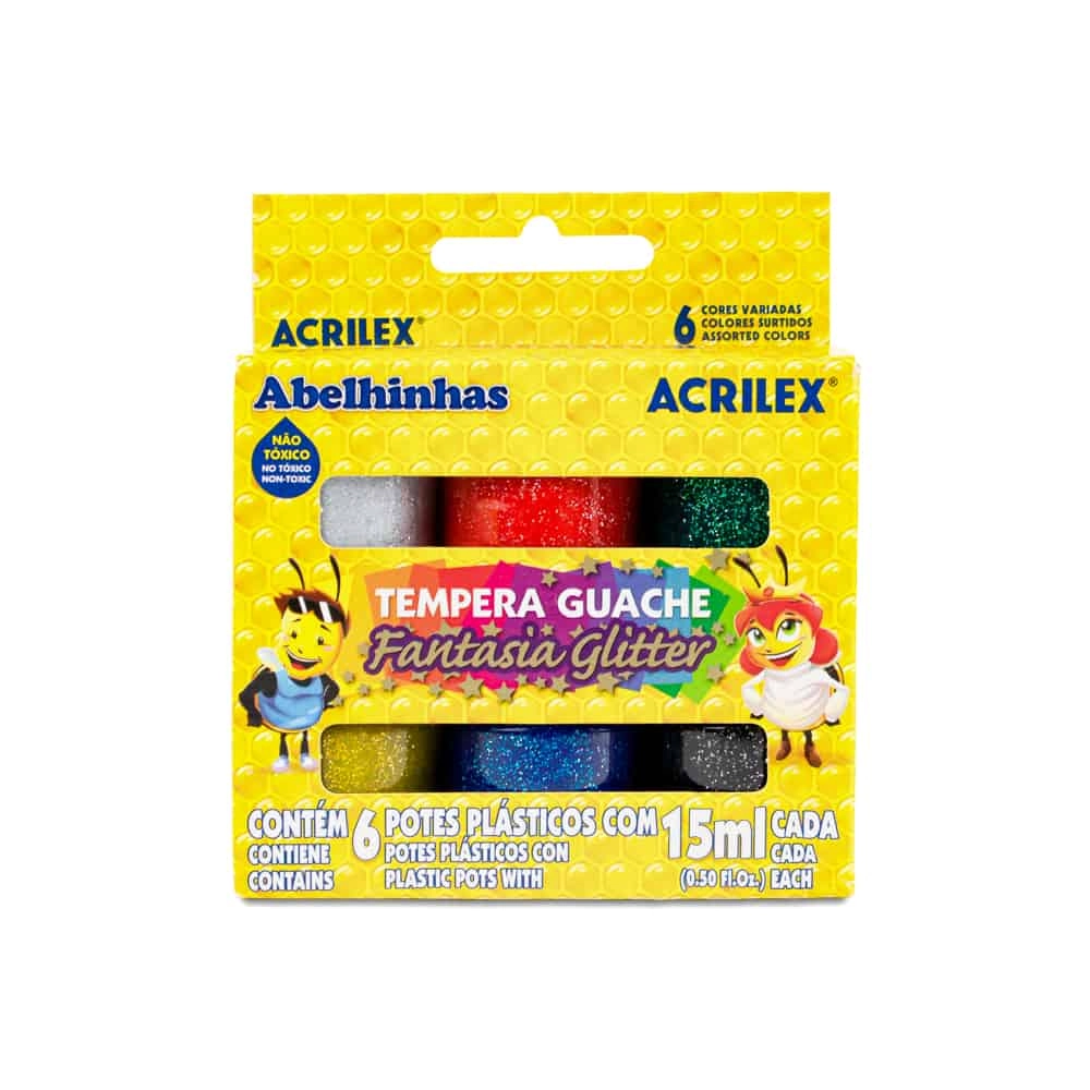 Tinta Guache Acrilex C/6 C/glitter