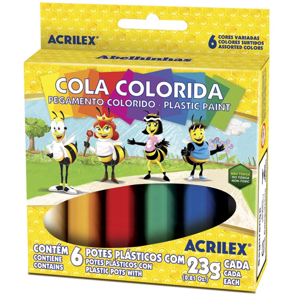 Acrilex Cola Colorida Artística 6 Unidades