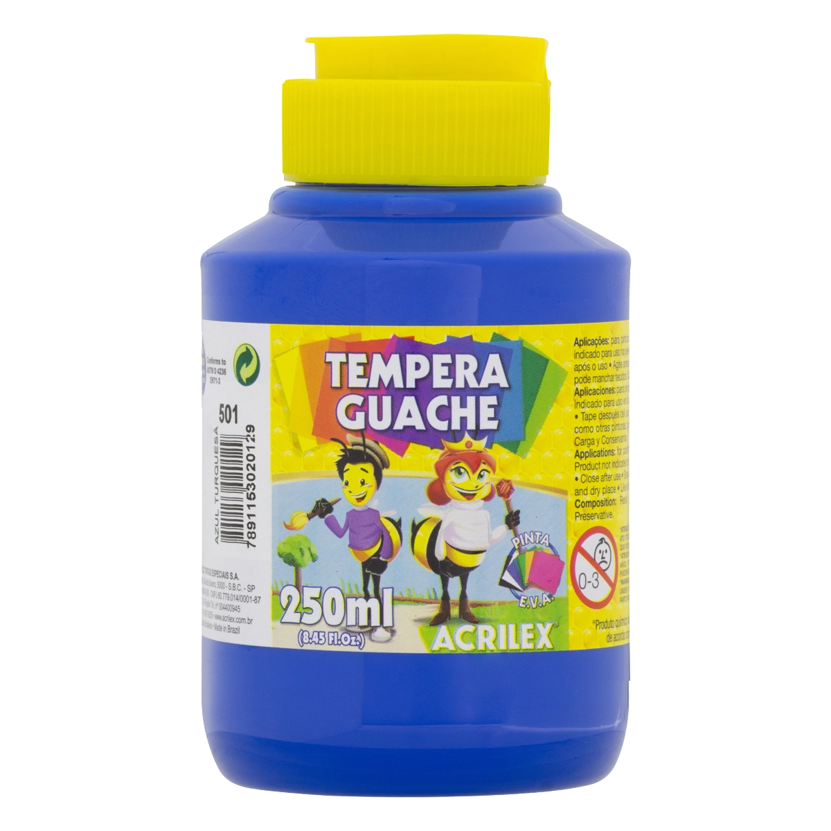 Tinta Guache Azul Turquesa Acrilex 250ml