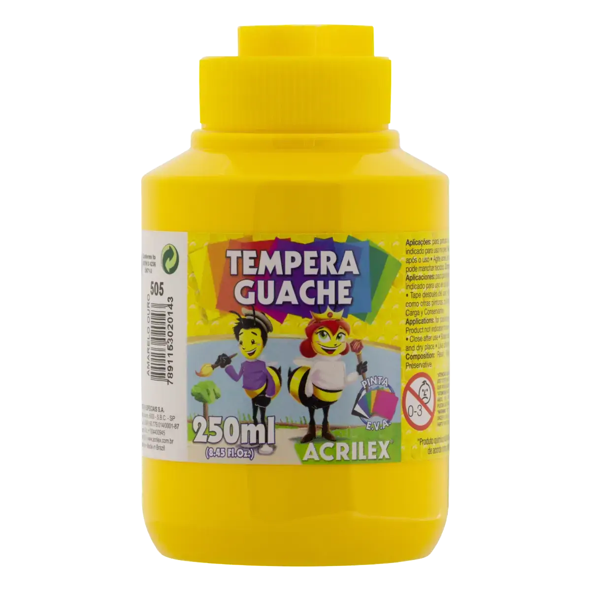 Tinta Guache Amarela Ouro Acrilex 250ml